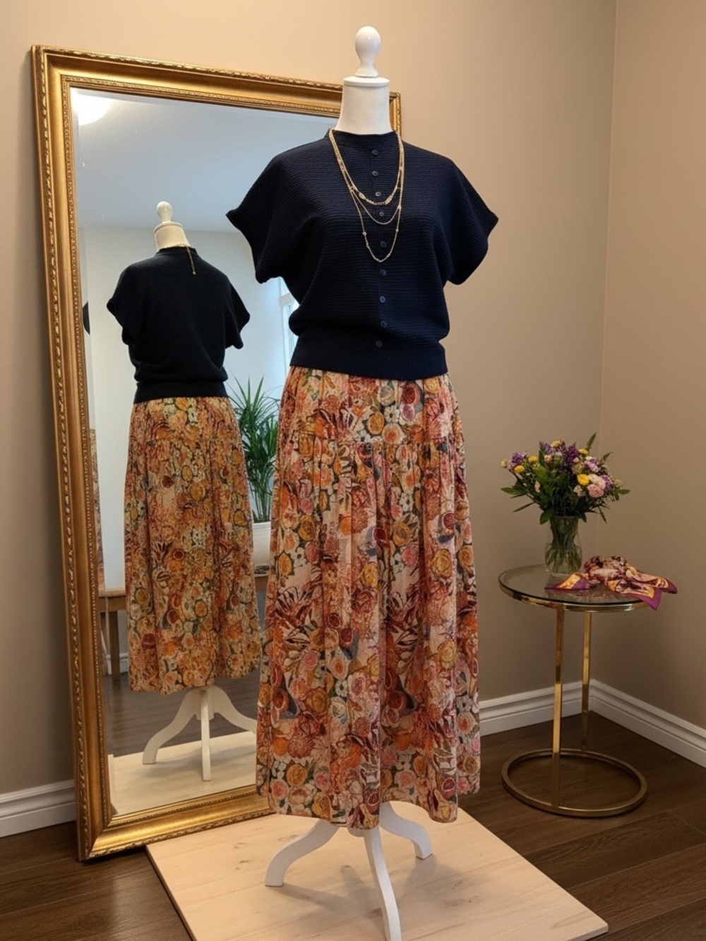Floral Tiered Maxi Skirt - Multicolor - Picture 2 of 3